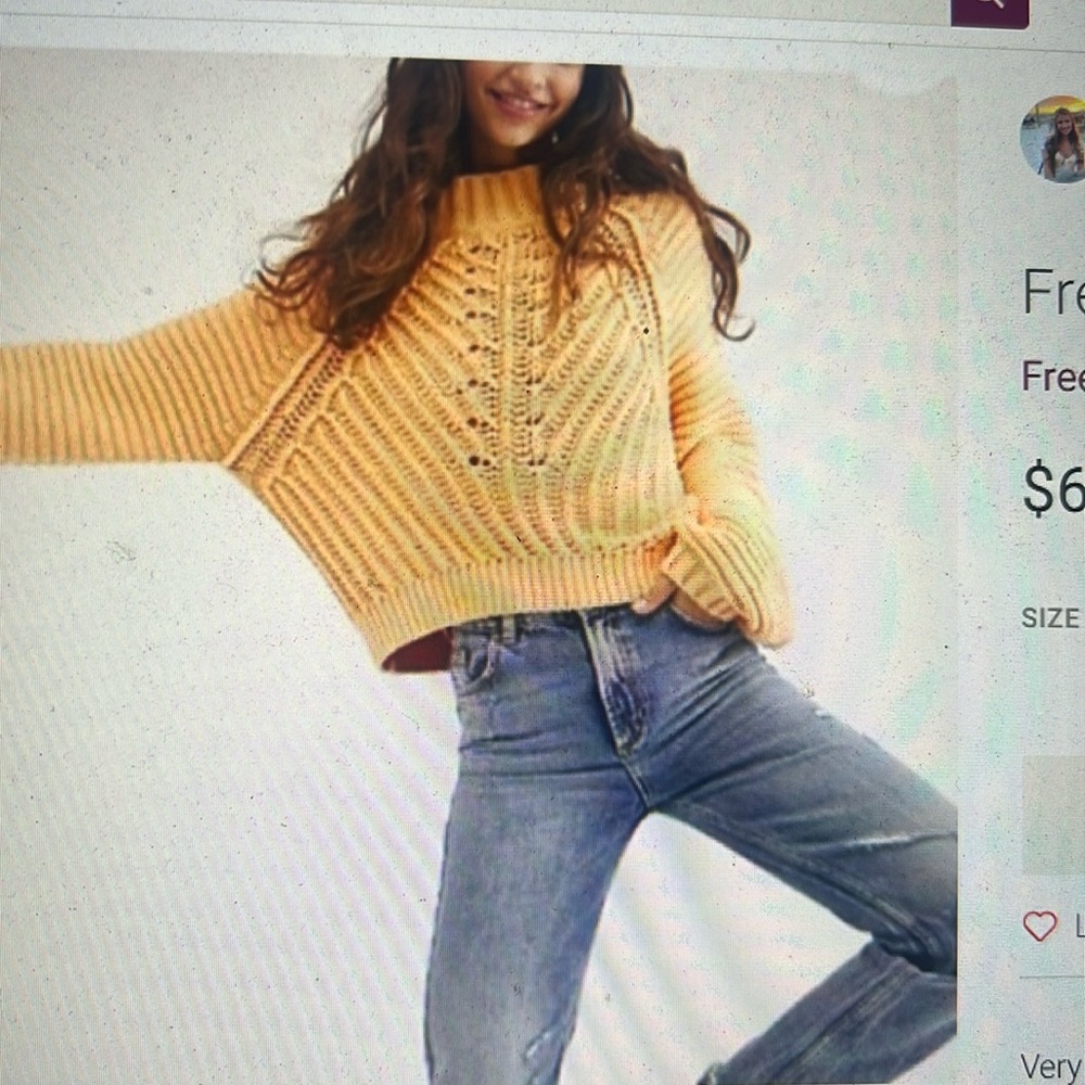 Free People Sweetheart Mock Neck Sweater Glowing Orchid Size Medium